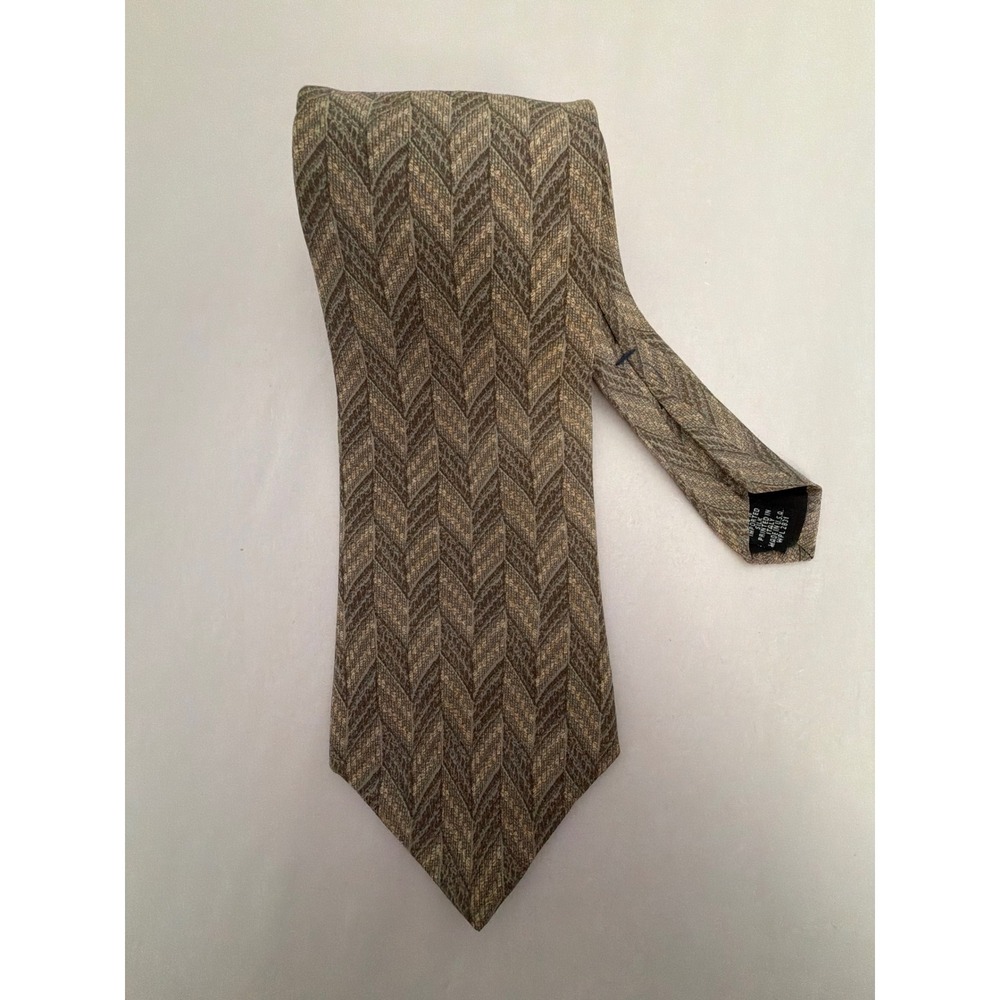 Cambridge Classics Necktie Mens OS Brown Silk Chevron Herringbone Office Neutral